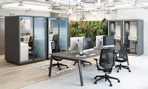Switch 1 Person Crescent Desk And Desk High Pedestal Open Leg 5