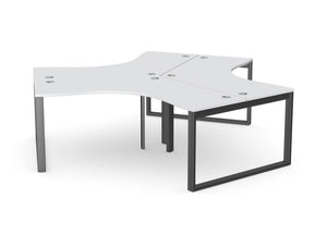 Switch 120 Degree 3 Person Bench with C Leg in White and Anthracite Finish
