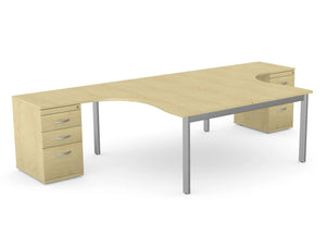 Switch 2 Person Crescent Desk Desk High Pedestal Open Leg