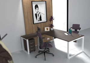 Switch 2 Person Crescent Desk And Desk High Pedestal  Open Leg 13