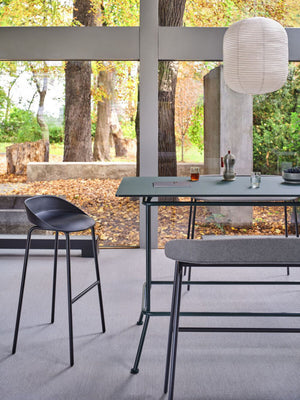 Team Polypropylene High Stool with Hightop Table and Bench in Canteen Setting 2