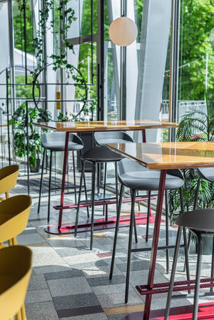 Team Polypropylene High Stool with Hightop Table in Canteen Setting 2