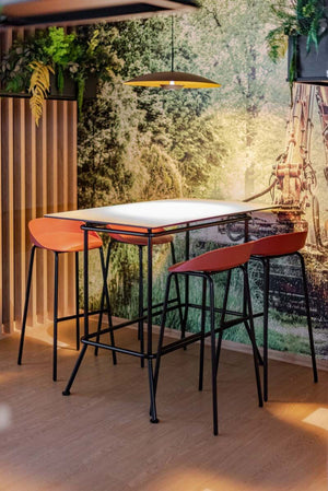 Team Polypropylene High Stool with Hightop Table in Canteen Setting