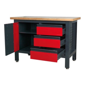 Workbench with 3 Drawers and Cupboard AP1372B 4