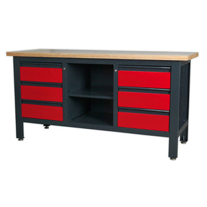 Workbench with 6 Drawers and Open Storage AP1905D 2