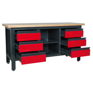 Workbench with 6 Drawers and Open Storage AP1905D 3