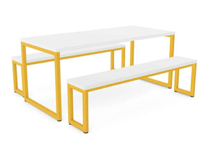 Ws.D Nestro Closed Metal Leg Canteen Table and Bench Seating