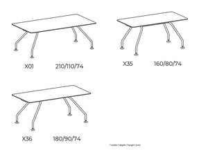 Xeon Executive Table with Veneer Top 4 Dimensions