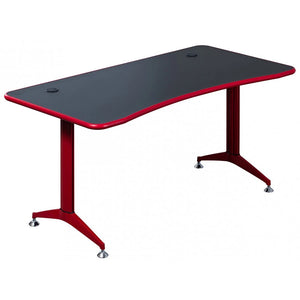 1400Mm Gaming Desk With Black Double Wave Top And Red Modern Splayed Leg