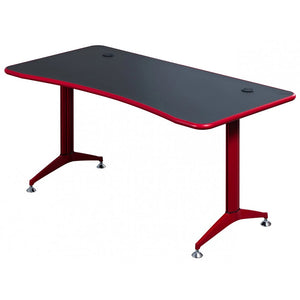 1600Mm Gaming Desk With Black Double Wave Top And Red Modern Splayed Leg