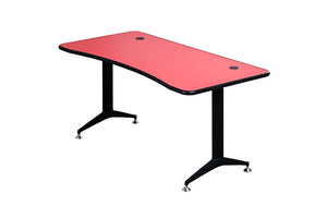 1600Mm Gaming Desk With Red Double Wave Top And Black Modern Splayed Leg