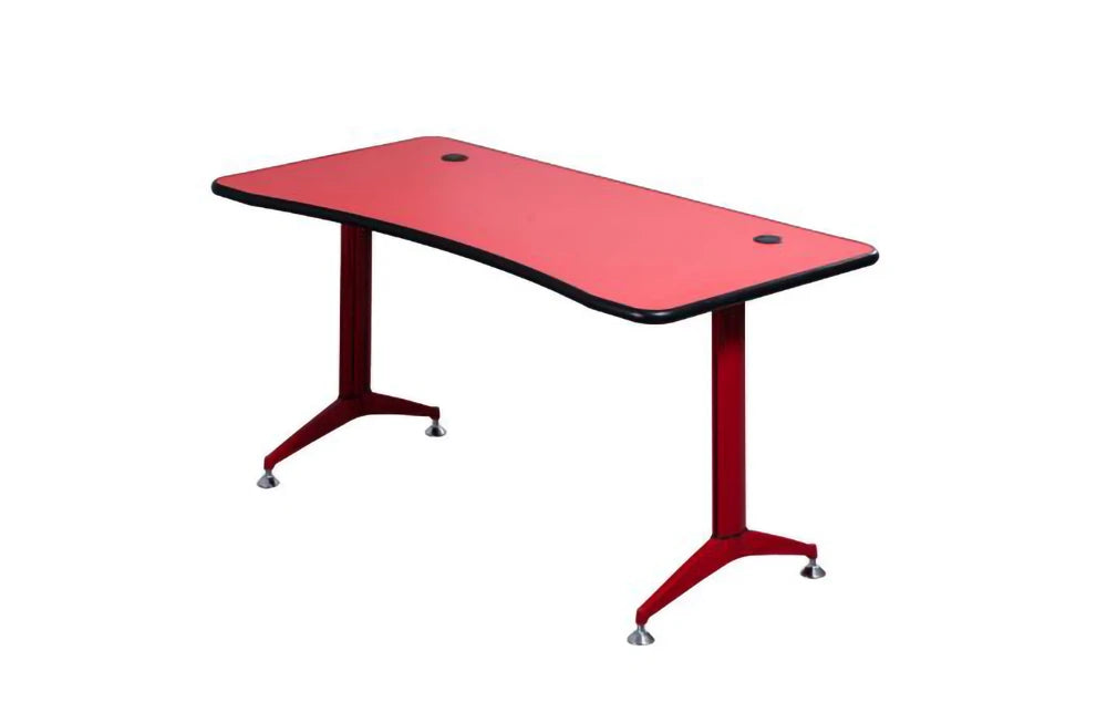 1600Mm Gaming Desk With Red Double Wave Top And Red Modern Splayed Leg