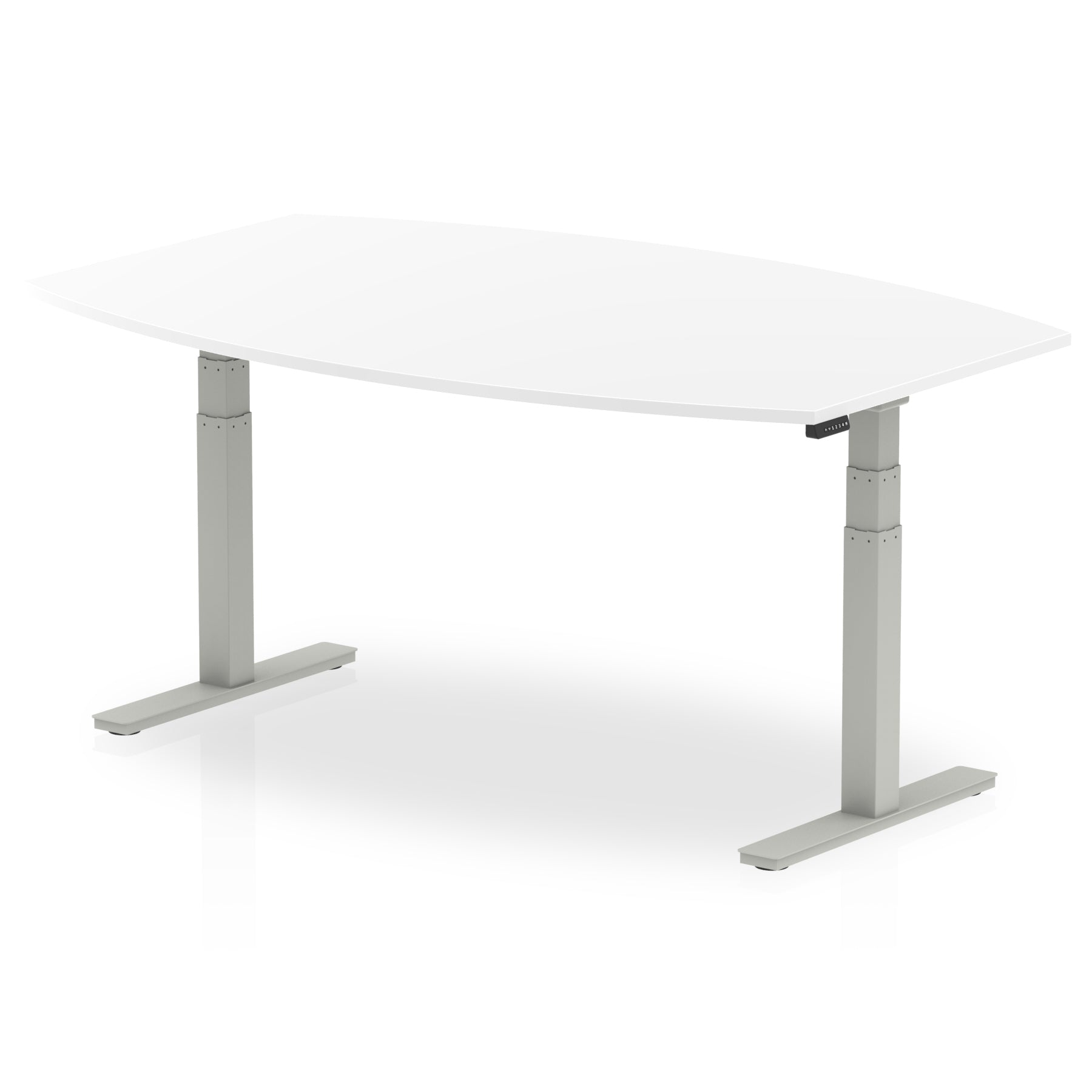 High Gloss 1800mm Writable Boardroom Table Black Top Silver Height Adjustable Leg