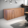 4 Door Credenza Unit with Shelves in Modern Office Setting