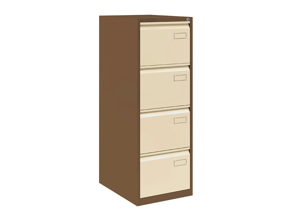 AOC Filing Cabinet Foolscap Flush Front with Four Drawer - Coffee and Cream