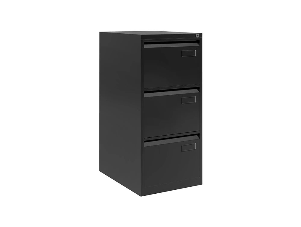 AOC Filing Cabinet Foolscap Flush Front with Three Drawer - Black