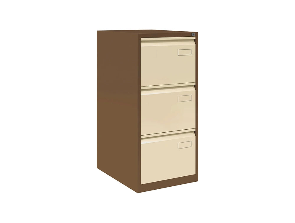 AOC Filing Cabinet Foolscap Flush Front with Three Drawer 470Wx1016Hx622D Coffee and Cream