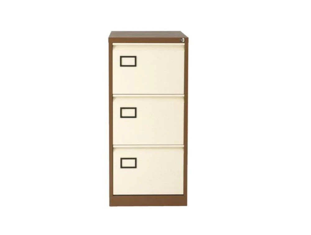 AOC Filing Cabinet Foolscap Flush Front with Three Drawer 470Wx1016Hx622D Coffee and Cream