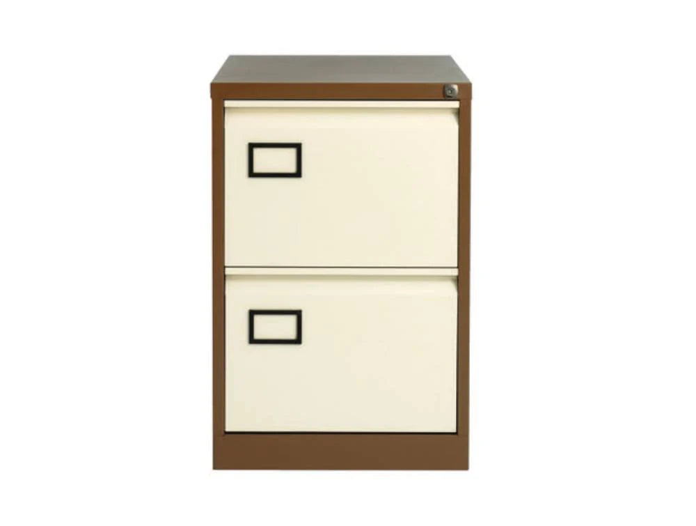 AOC Filing Cabinet Foolscap Flush Front with Two Drawer Coffee and Cream