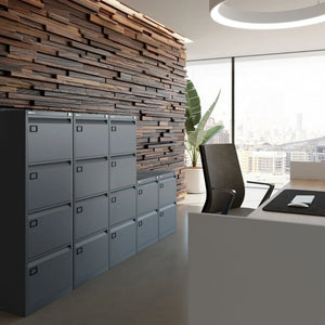 AOC Filing Cabinet in Black Finish with Reception Desk in Lounge Area