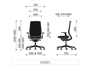 Accis Pro Premium Ergonomic Task Chair Dimensions
