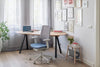 Accis Pro Premium Ergonomic Task Chair with Oval Shaped Desk and Wooden Side Table