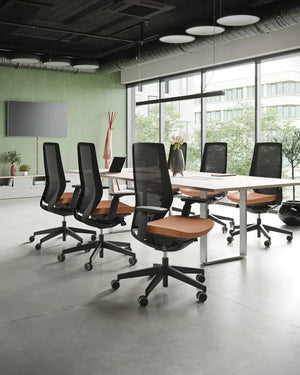 Accis Pro Premium Ergonomic Task Chair with Rectangular Desk in Meeting Room Settings
