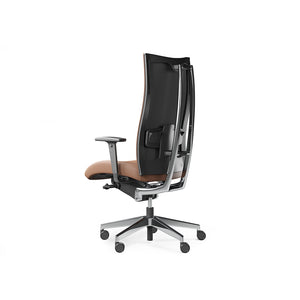Action 100 Sfl Executive Armchair 6 Back View In Brown Leather Seat Finish With Chrome Base