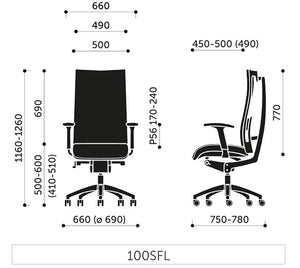 Action 100 Sfl Executive Armchair 8 Dimensions