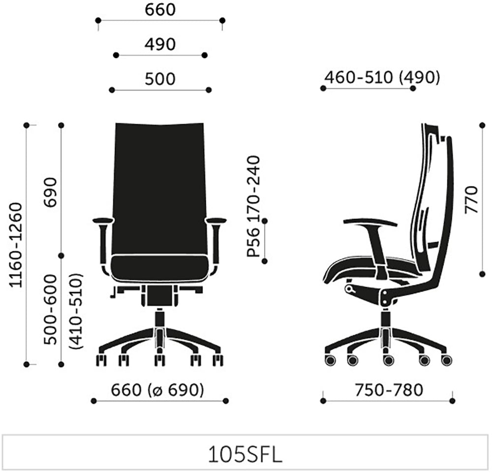 Action 105 Sfl Mesh Back Armchair 4 Dimensions