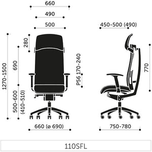 Action 110 SFL Executive Armchair with Headrest 6 Dimensions
