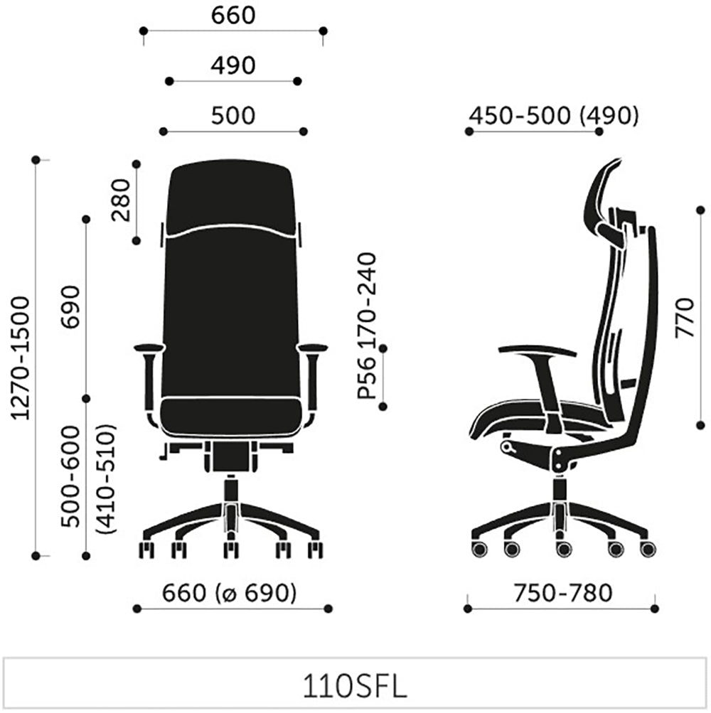 Action 110 SFL Executive Armchair with Headrest 6 Dimensions