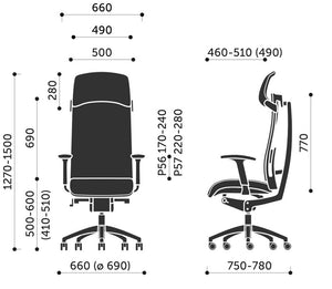 Action 115 SFL Mesh Back Armchair with Headrest 7 Dimensions