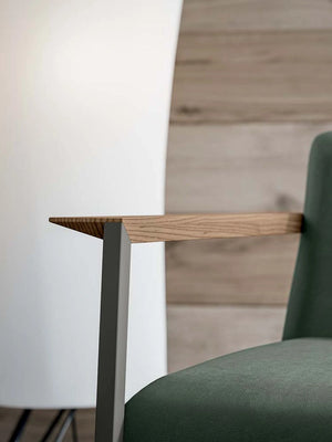 Ado Chair With Wooden Armrests Close Up Armrest Detail
