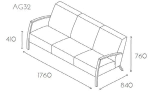 Age Upholstered 3 Seater Sofa with Armrests Dimensions