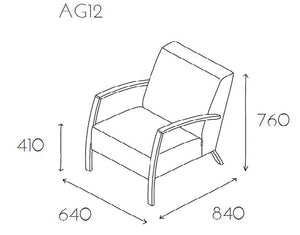 Age Upholstered Single Seater Chair with Armrests Dimensions