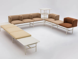 Agora Soft Seating With Beige And Brown Finish And White Legs