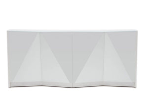 Alpa Reception Desk Summer White With White Light Box And Glass Top