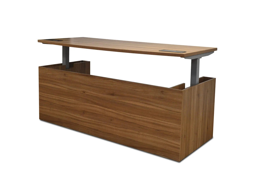 Alto Executive Sit Stand Electric Desk In Black Walnut Raised Side View