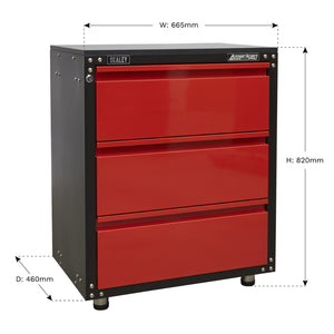 American PRO Modular Cabinet with Worktop 3 Drawer 665mm APMS82 5