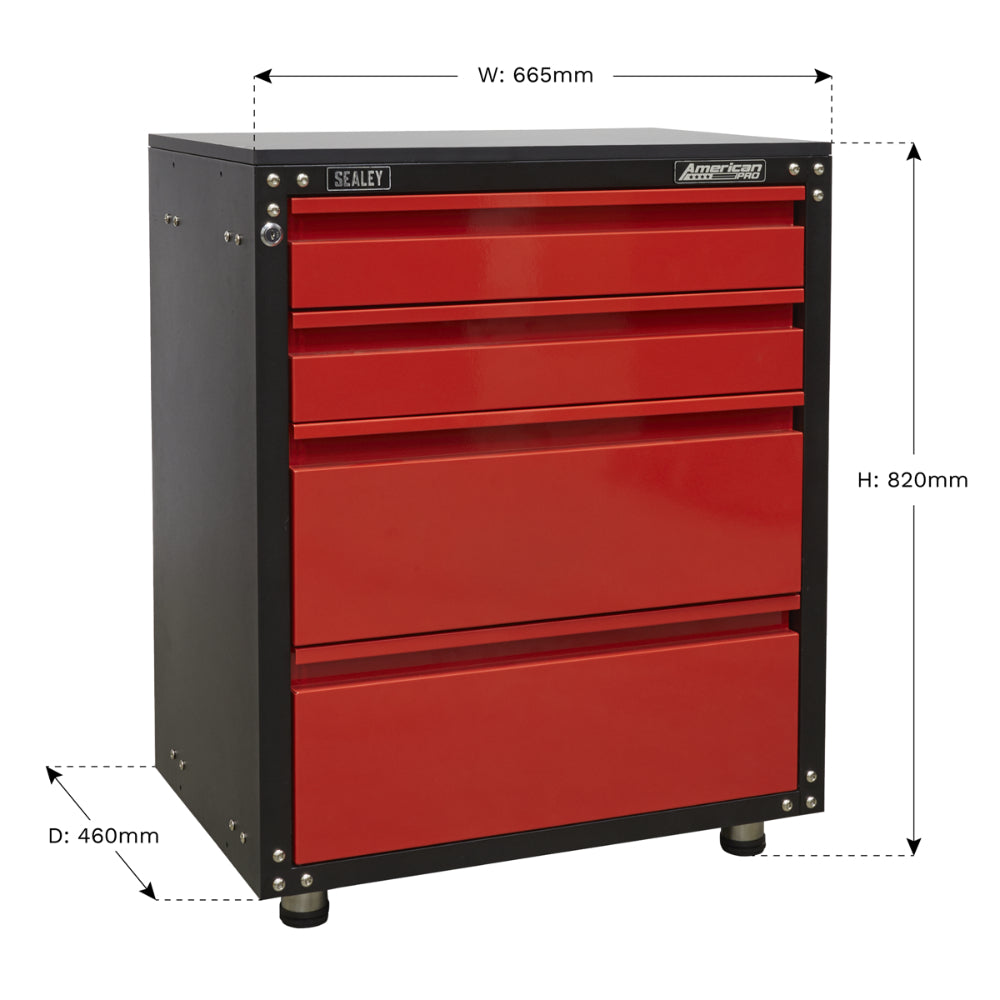 American PRO Modular Cabinet with Worktop 4 Drawer 665mm APMS84 5