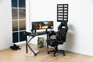 Anastasia Gaming Desk Black 9 with Black with Camo Print Gaming Chair