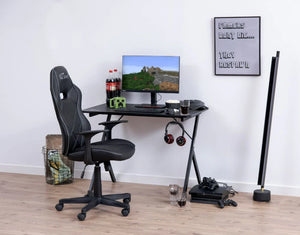Arabella Gaming Desk Matte Black 10 with Black Gaming Chair