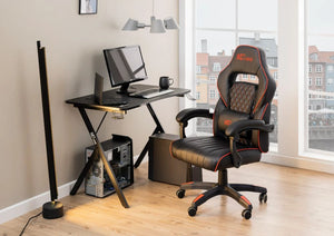 Arabella Gaming Desk Matte Black 8 with Black Gaming Chair
