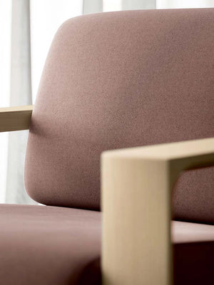 Arco Upholstered Armchair In Light Pink Close Up Detail 2
