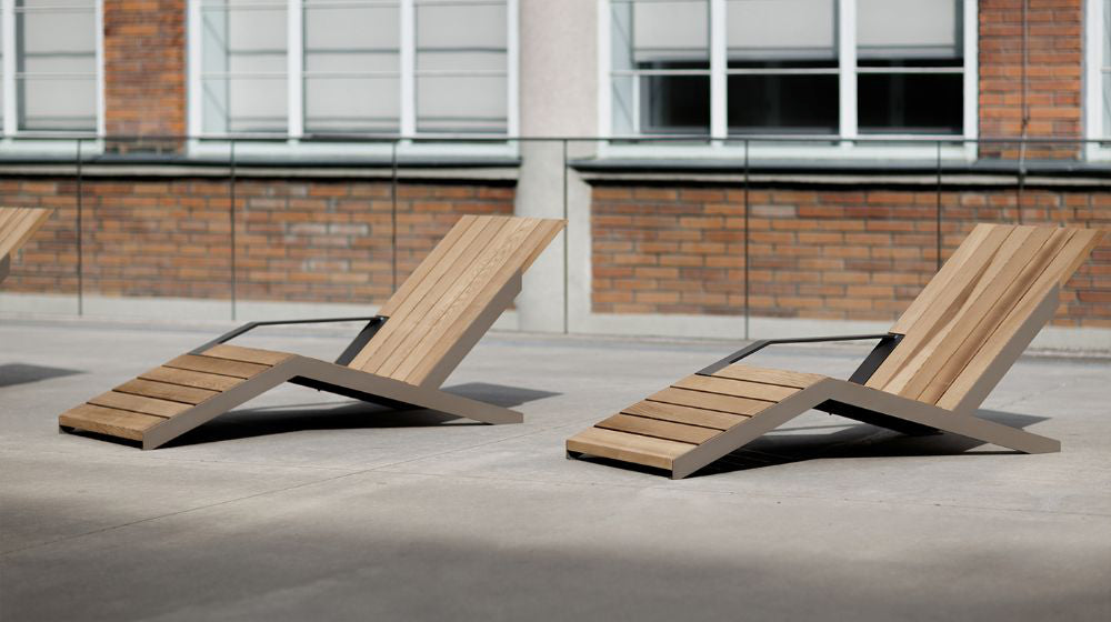 Ares Wooden Outdoor Lounger in Outdoor Setting
