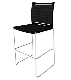 Ariz 575Cv Mesh Back Bar Stool With Upholstered Seat 2 In Black Finish