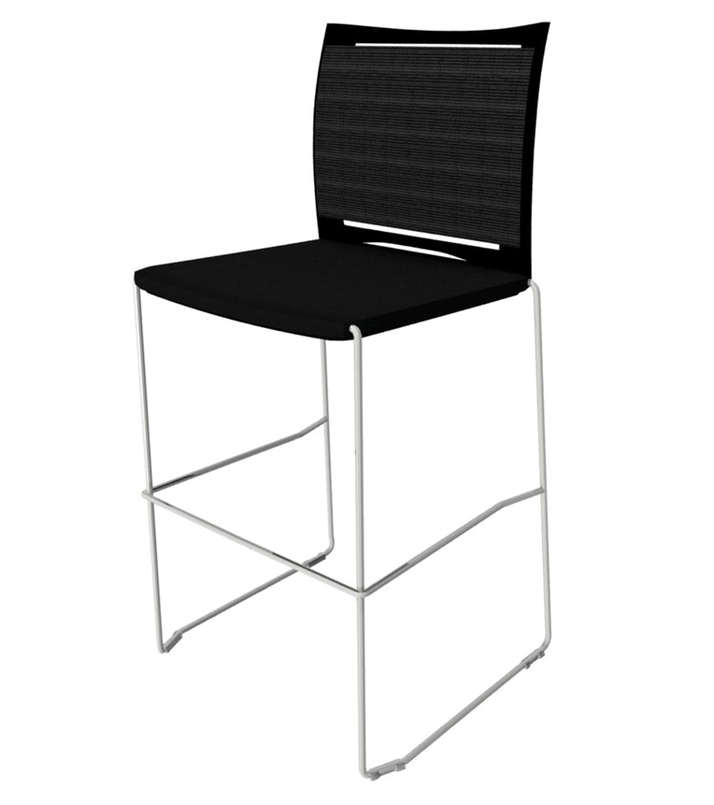 Ariz 575CV Mesh Back Bar Stool with Upholstered Seat 2 in Black Finish