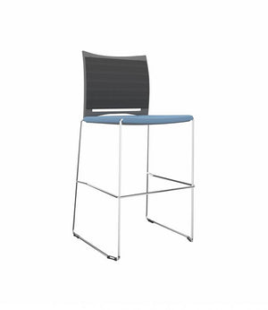 Ariz 575Cv Mesh Back Bar Stool With Upholstered Seat 3 With Blue Seat Finish