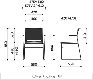 Ariz 575V 2P Upholstered Seat And Mesh Back Armchair With Armrests 4 Dimensions